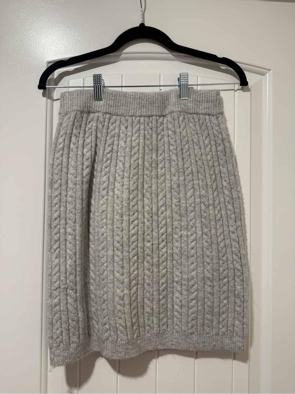 Express Cable Knit A-Line Skirt - Light Gray